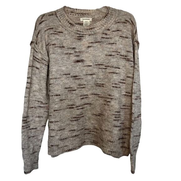 Max Studio Oatmeal Marled Knit Long Sleeve Pullover Sweater - Picture 2 of 8